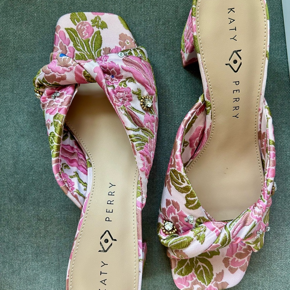 Katy Perry Collections Pink and Green Floral Sandals